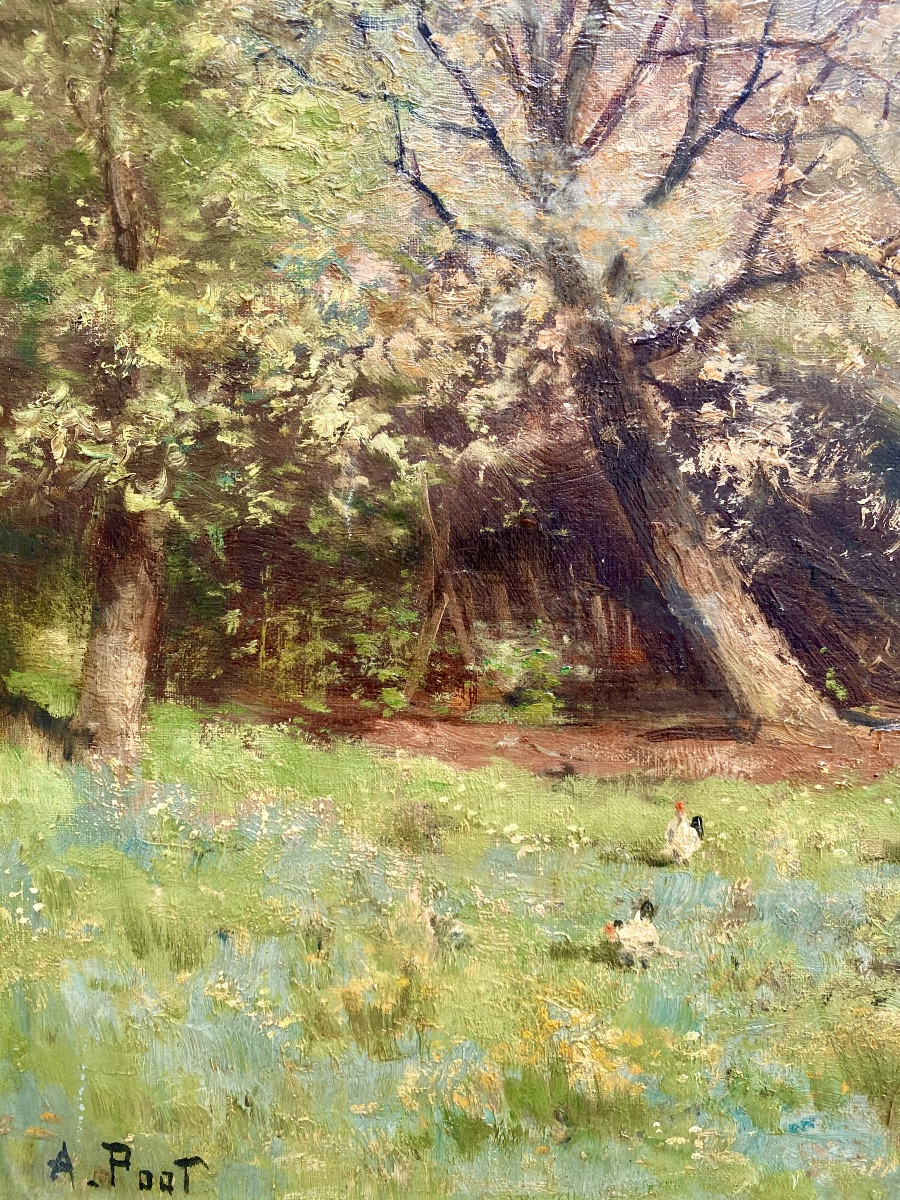 Adolphe Poot (1924 – 2006) Peintre belge - « Ferme au printemps »-photo-4