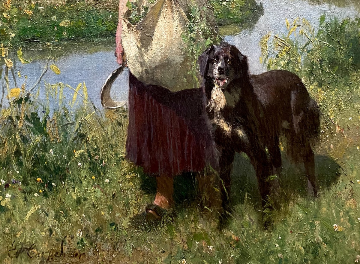Évariste Carpentier  (Kuurne 1845 – 1922 Liège ) - 'Retour des champs'-photo-4