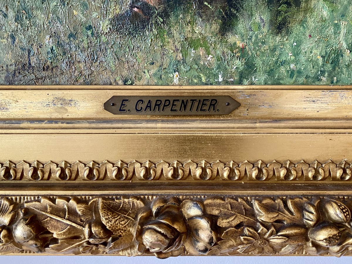Évariste Carpentier  (Kuurne 1845 – 1922 Liège ) - 'Retour des champs'-photo-5