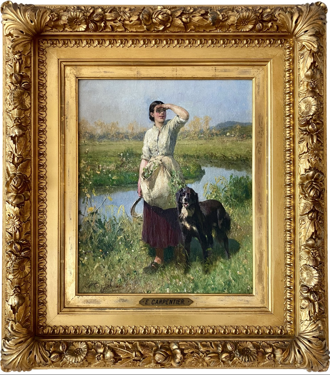 Évariste Carpentier  (Kuurne 1845 – 1922 Liège ) - 'Retour des champs'
