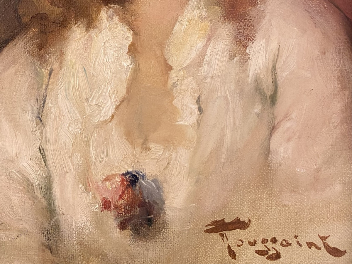 Fernand Toussaint (1873 – Bruxelles – 1956) - « Dame au chapeau noir »-photo-4