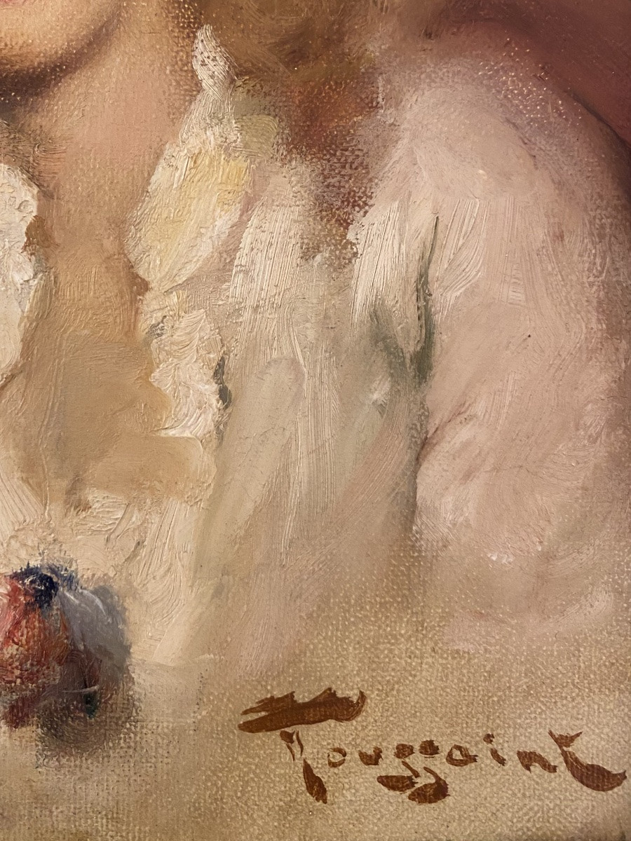 Fernand Toussaint (1873 – Bruxelles – 1956) - « Dame au chapeau noir »-photo-5