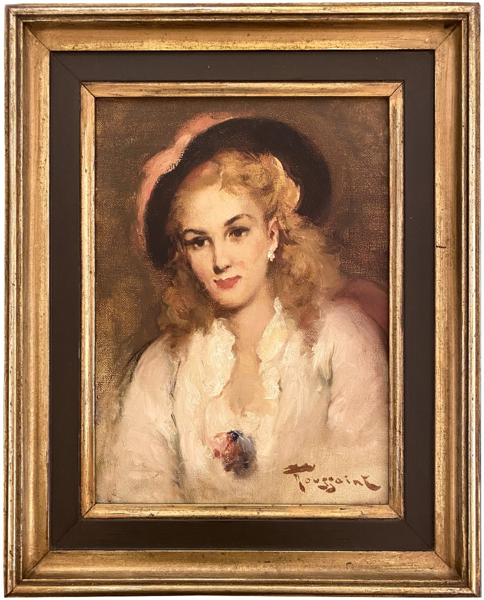 Fernand Toussaint (1873 – Bruxelles – 1956) - « Dame au chapeau noir »