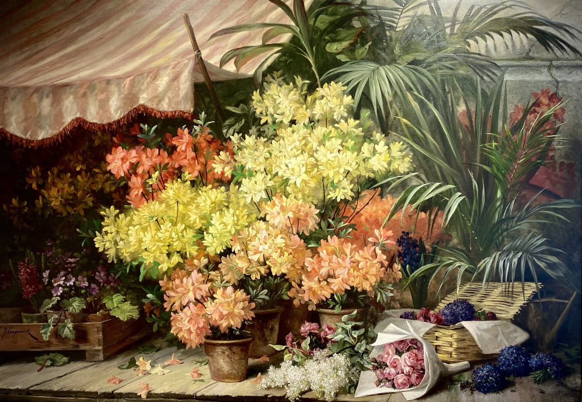 Jean Capeinick ( Gand 1838 – 1890 Bruxelles ) - ' Un étalage de fleurs – At the Floris '-photo-2