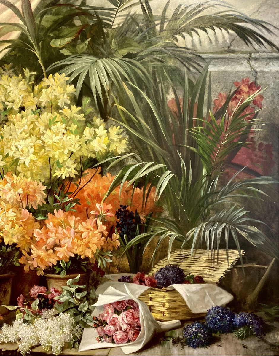 Jean Capeinick ( Gand 1838 – 1890 Bruxelles ) - ' Un étalage de fleurs – At the Floris '-photo-3