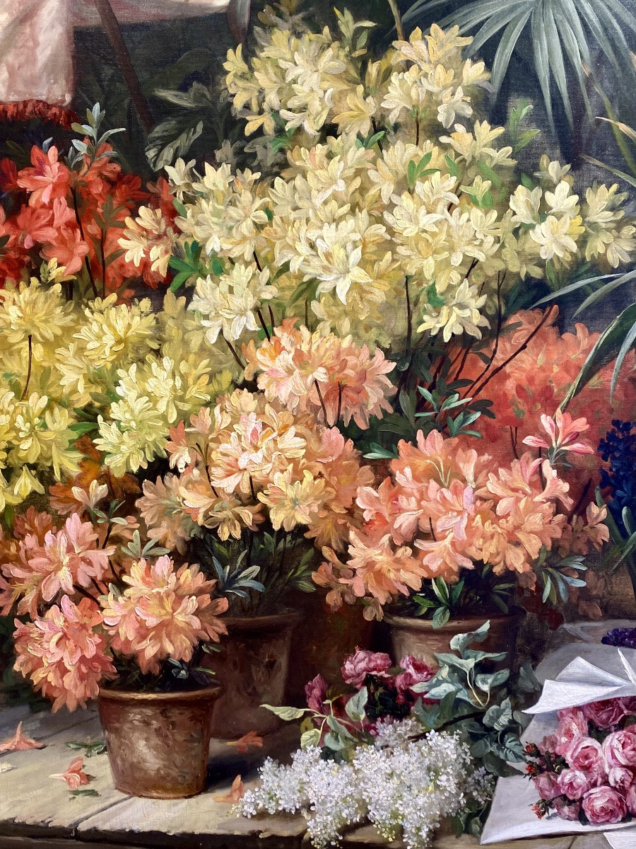 Jean Capeinick ( Gand 1838 – 1890 Bruxelles ) - ' Un étalage de fleurs – At the Floris '-photo-5
