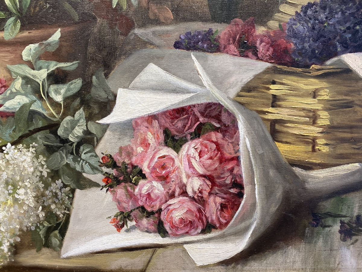 Jean Capeinick ( Gand 1838 – 1890 Bruxelles ) - ' Un étalage de fleurs – At the Floris '-photo-6