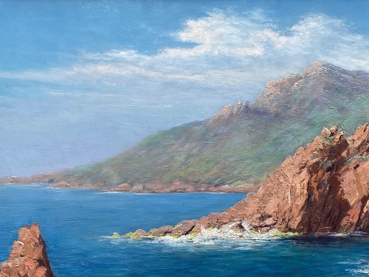 Julien Stappers ( 1875 – 1960 ) - ' Les falaises de l’Esterel sur la Méditerranée '-photo-3