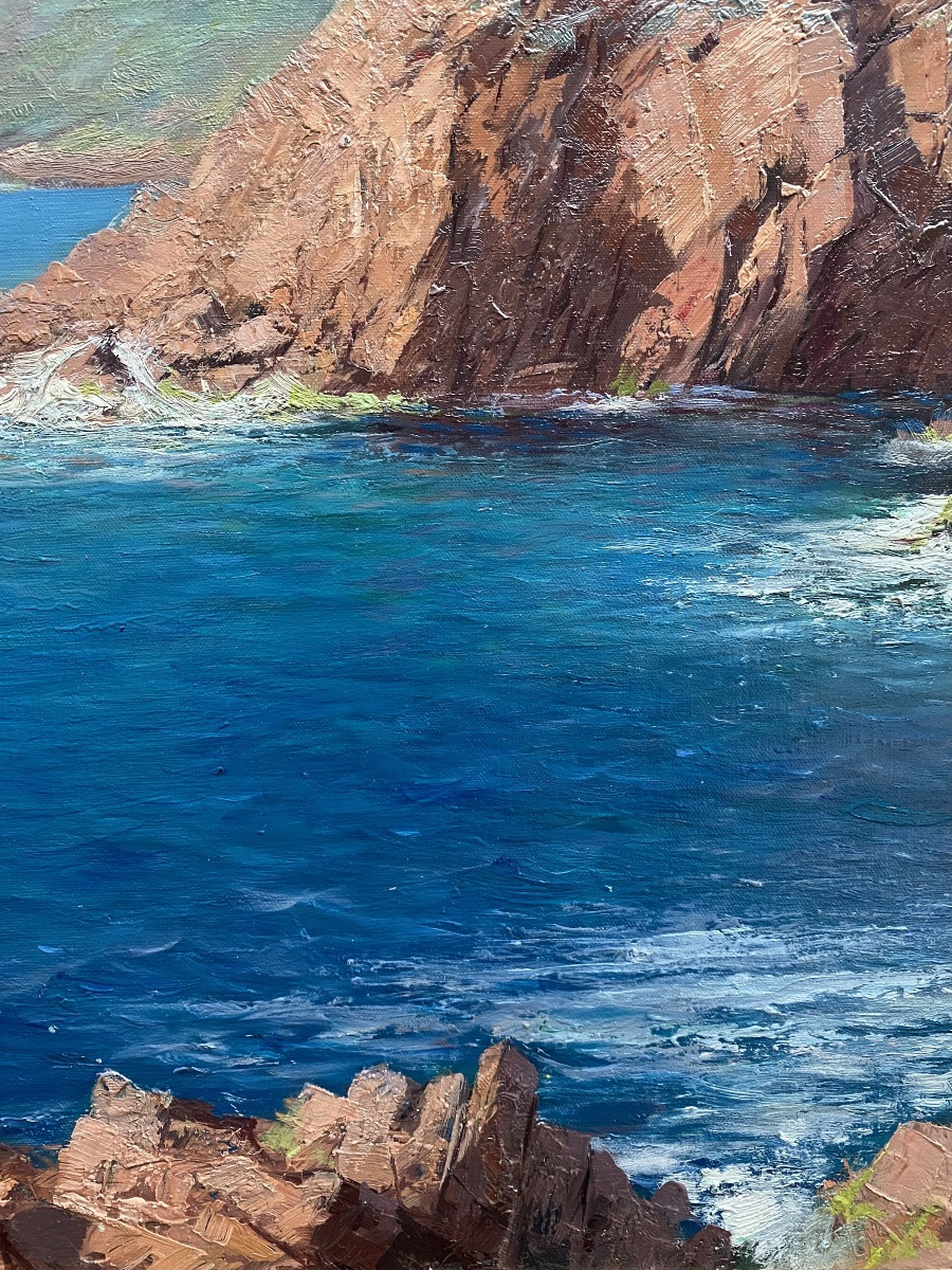 Julien Stappers ( 1875 – 1960 ) - ' Les falaises de l’Esterel sur la Méditerranée '-photo-4