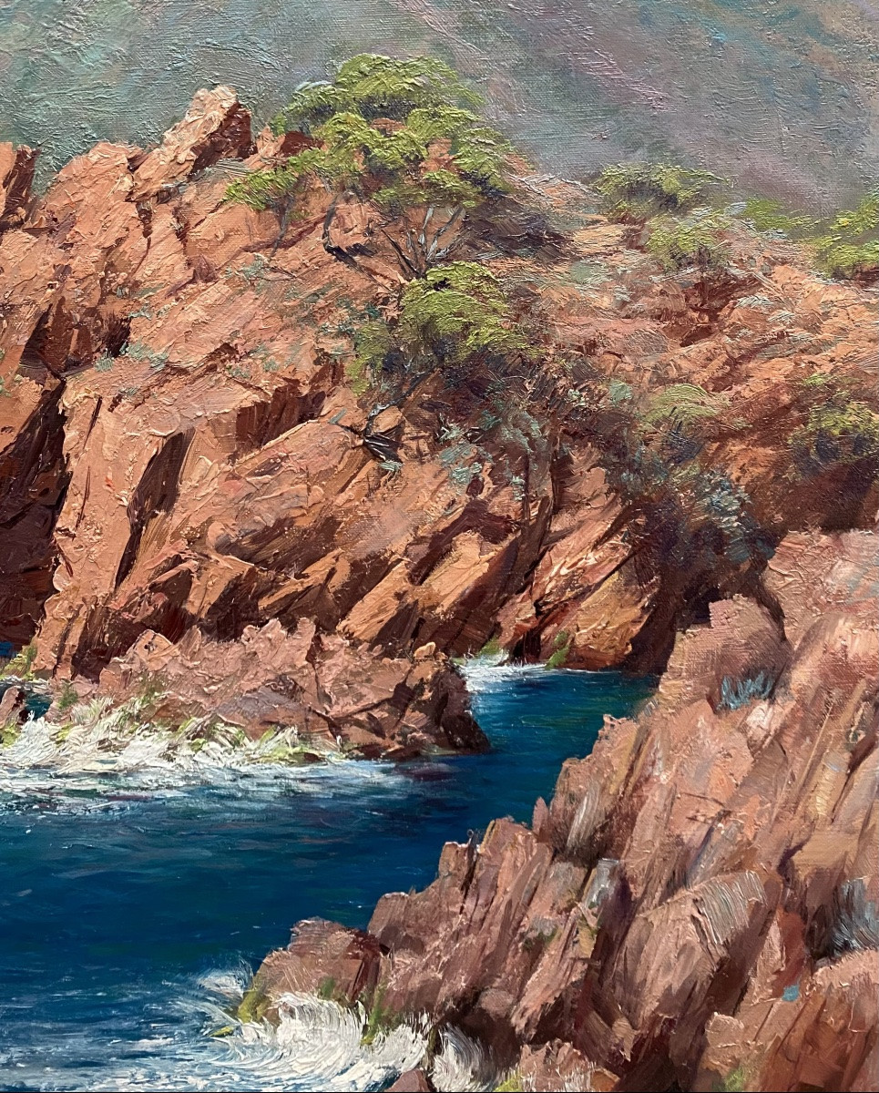Julien Stappers ( 1875 – 1960 ) - ' Les falaises de l’Esterel sur la Méditerranée '-photo-5