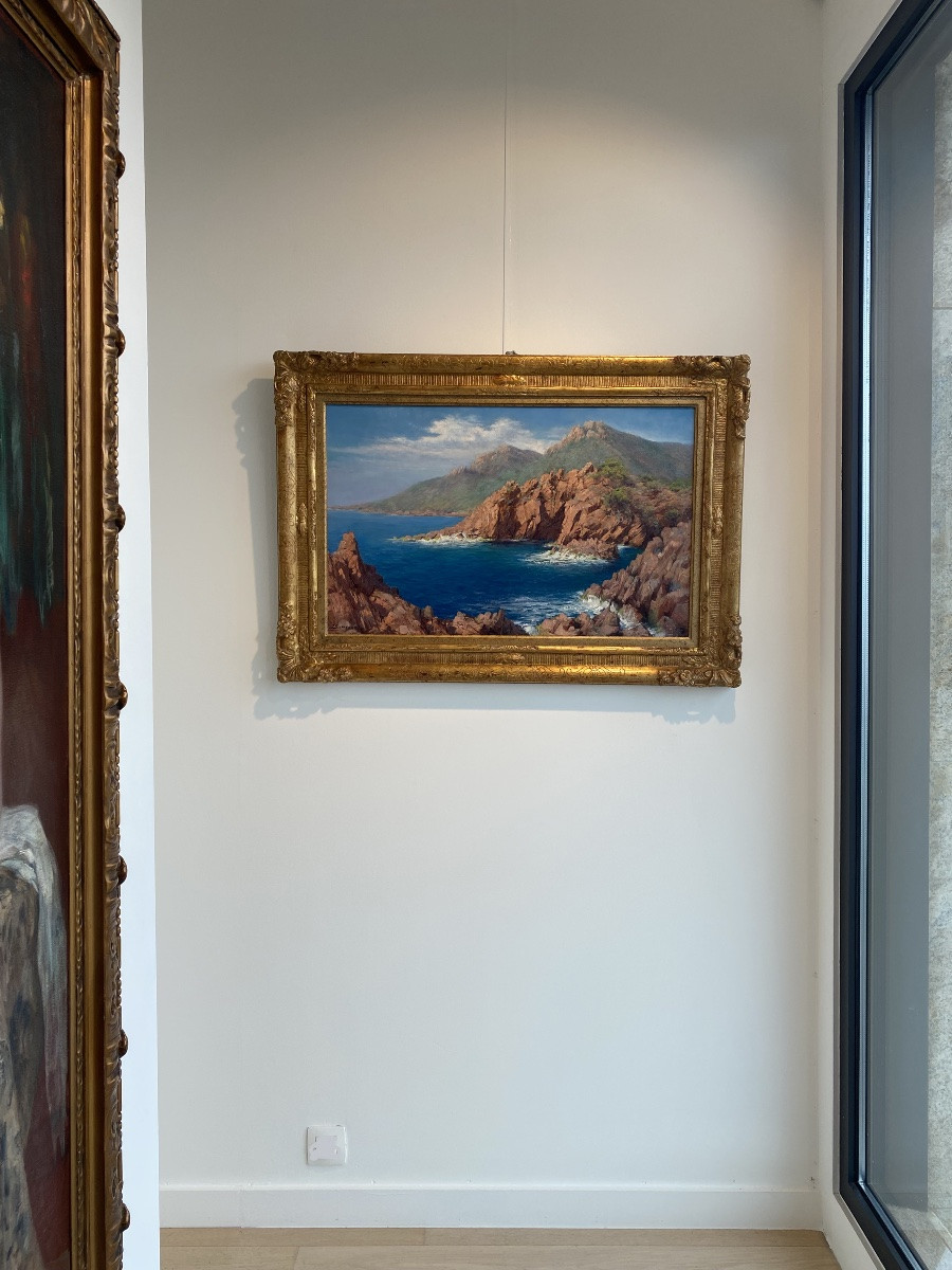 Julien Stappers ( 1875 – 1960 ) - ' Les falaises de l’Esterel sur la Méditerranée '-photo-8