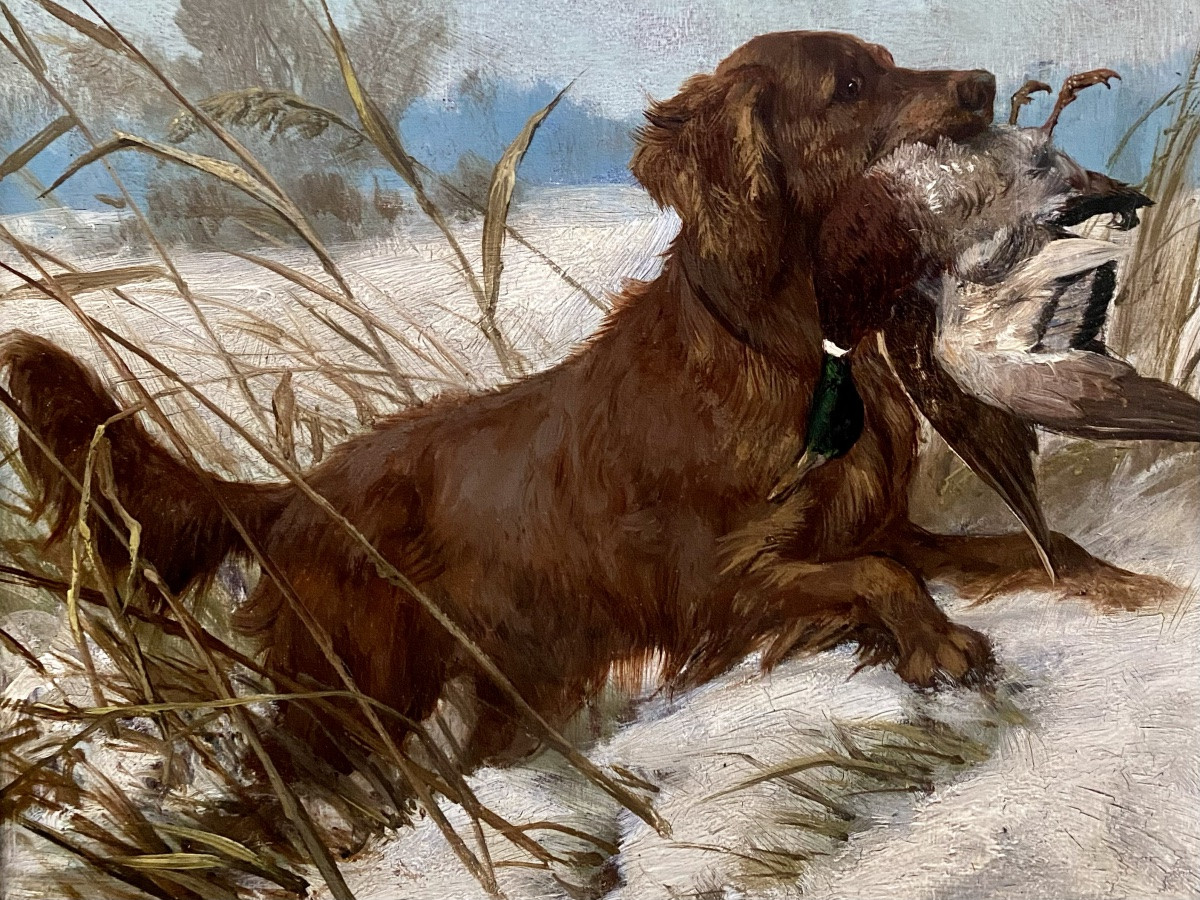 Carl Friedrich Deiker (wetzlar 1836 – 1892 Düsseldorf) - 'the Hunting Dog'-photo-3