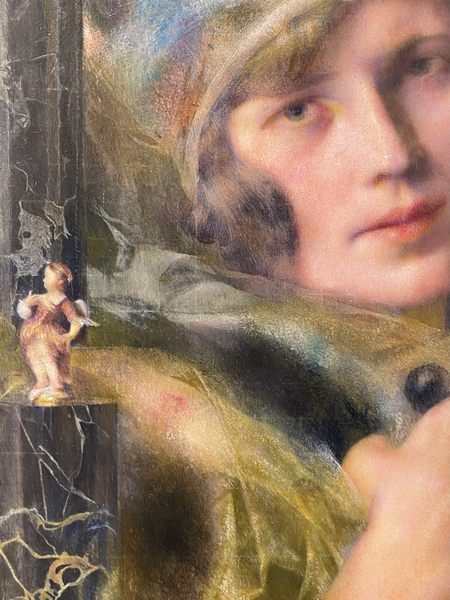 Max Lewis (Hambourg 1863 – 1930 Vienne) -  « Portrait d’une dame »-photo-3