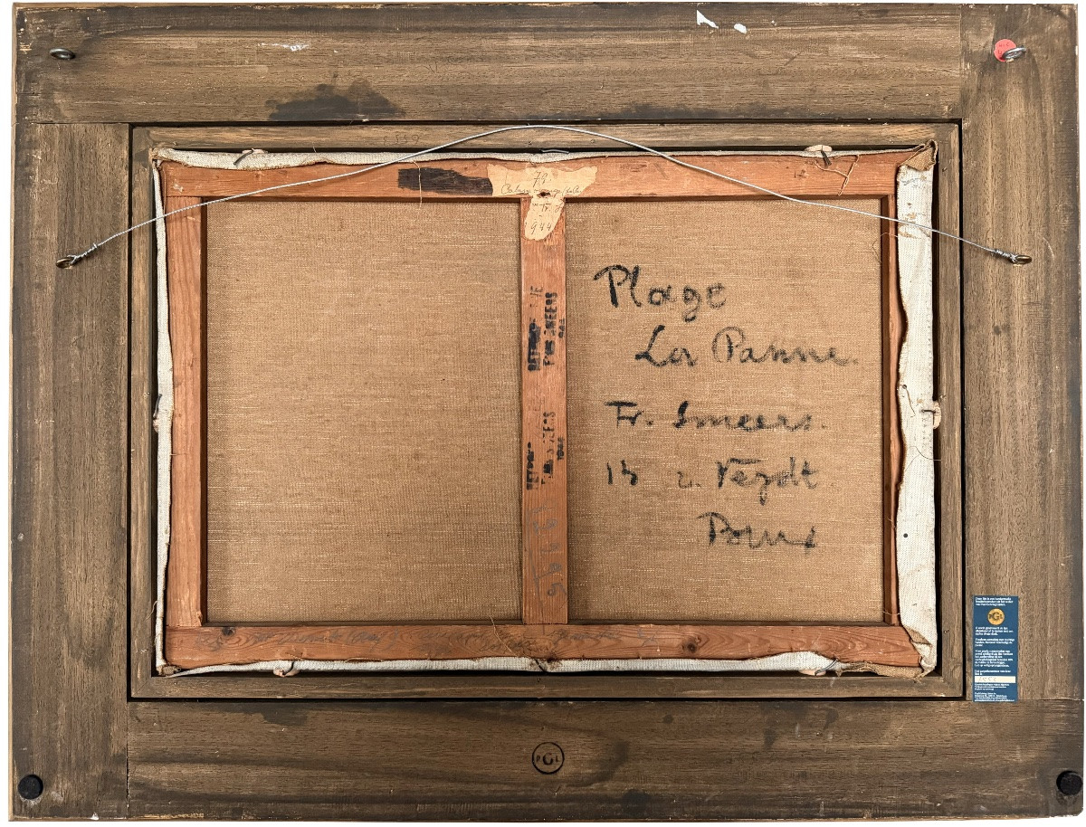 Frans Smeers (1873  – 1960) - ' Cabine de plage par une journée ensoleillée – Plage La Panne '-photo-3