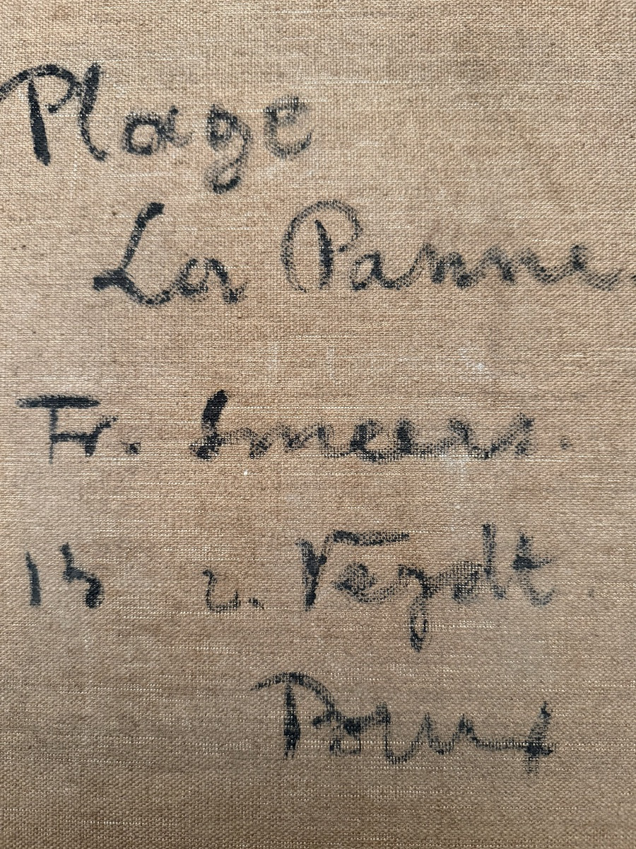 Frans Smeers (1873  – 1960) - ' Cabine de plage par une journée ensoleillée – Plage La Panne '-photo-4