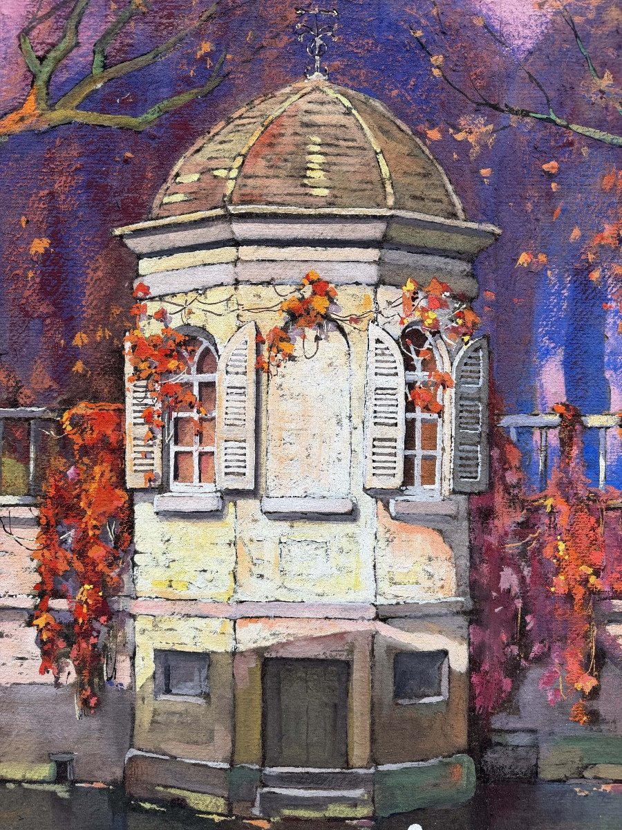 Louis Reckelbus (1864 – Bruges – 1958) - « Vue du canal de Bruges, Grogenerei »-photo-7