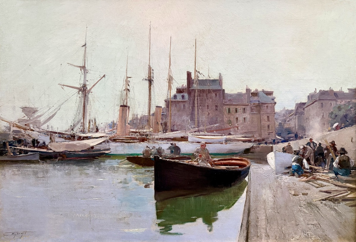 Jacques Marie Omer Camoreyt (1871 – 1963) - ' French Harbour In The Morning Light '-photo-2