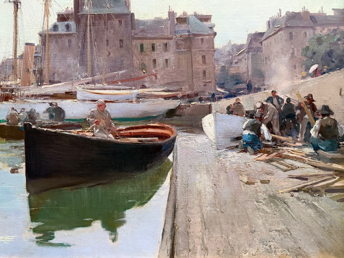 Jacques Marie Omer Camoreyt (1871 – 1963) - ' French Harbour In The Morning Light '-photo-2