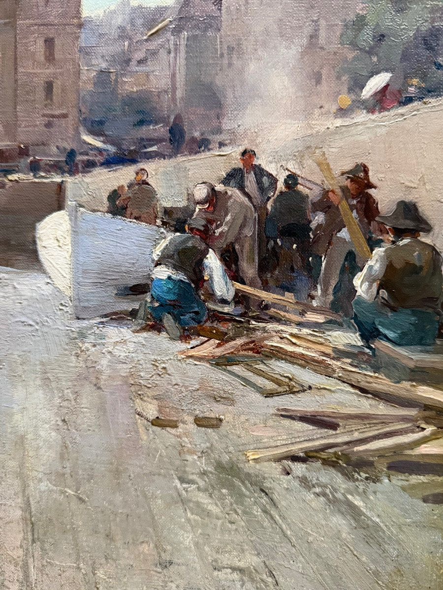 Jacques Marie Omer Camoreyt (1871 – 1963) - ' French Harbour In The Morning Light '-photo-6