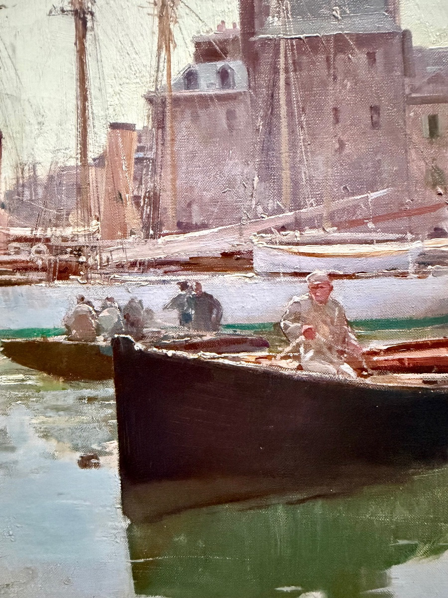 Jacques Marie Omer Camoreyt (1871 – 1963) - ' French Harbour In The Morning Light '-photo-7