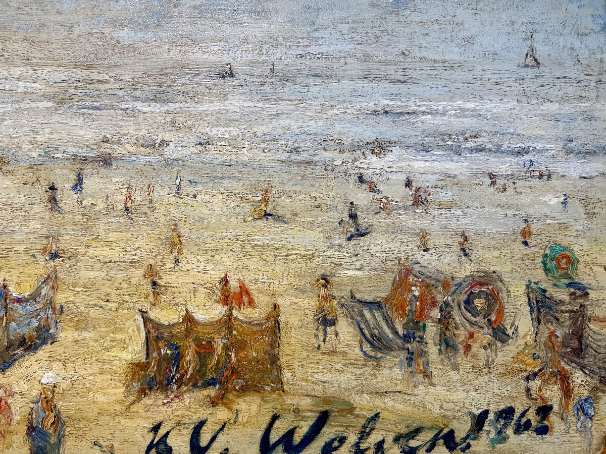 Henri Victor Wolvens ( Brussels 1896 – 1977 Bruges ) - Beach And Sea On The North Sea, 1962-photo-4