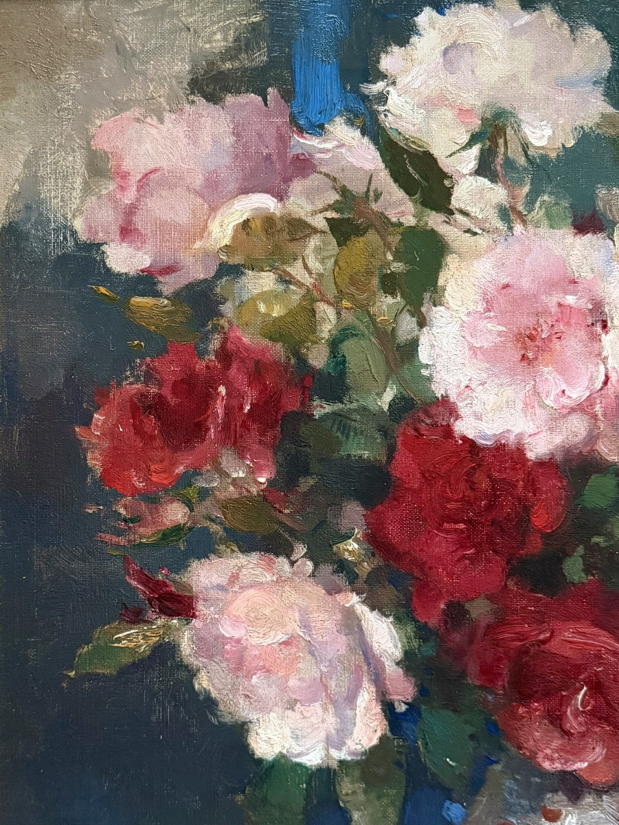 Charles Swyncop ( 1895 – Bruxelles – 1970 ) -  « Roses roses et rouges »-photo-4