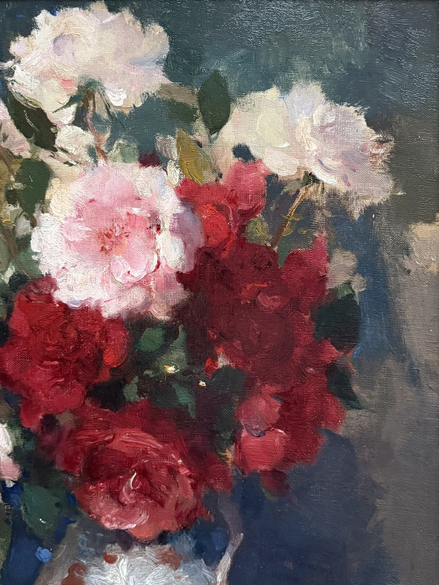 Charles Swyncop ( 1895 – Bruxelles – 1970 ) -  « Roses roses et rouges »-photo-3