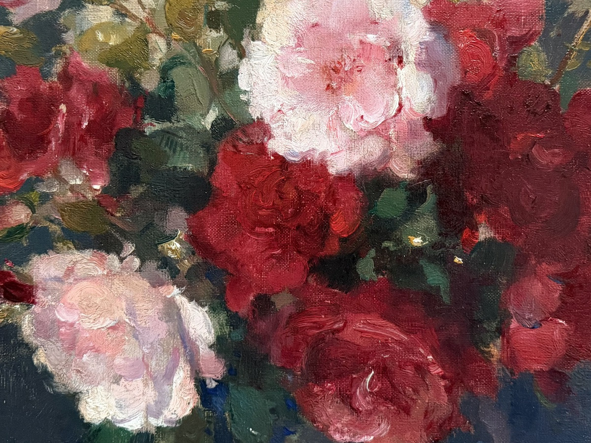 Charles Swyncop ( 1895 – Bruxelles – 1970 ) -  « Roses roses et rouges »-photo-6