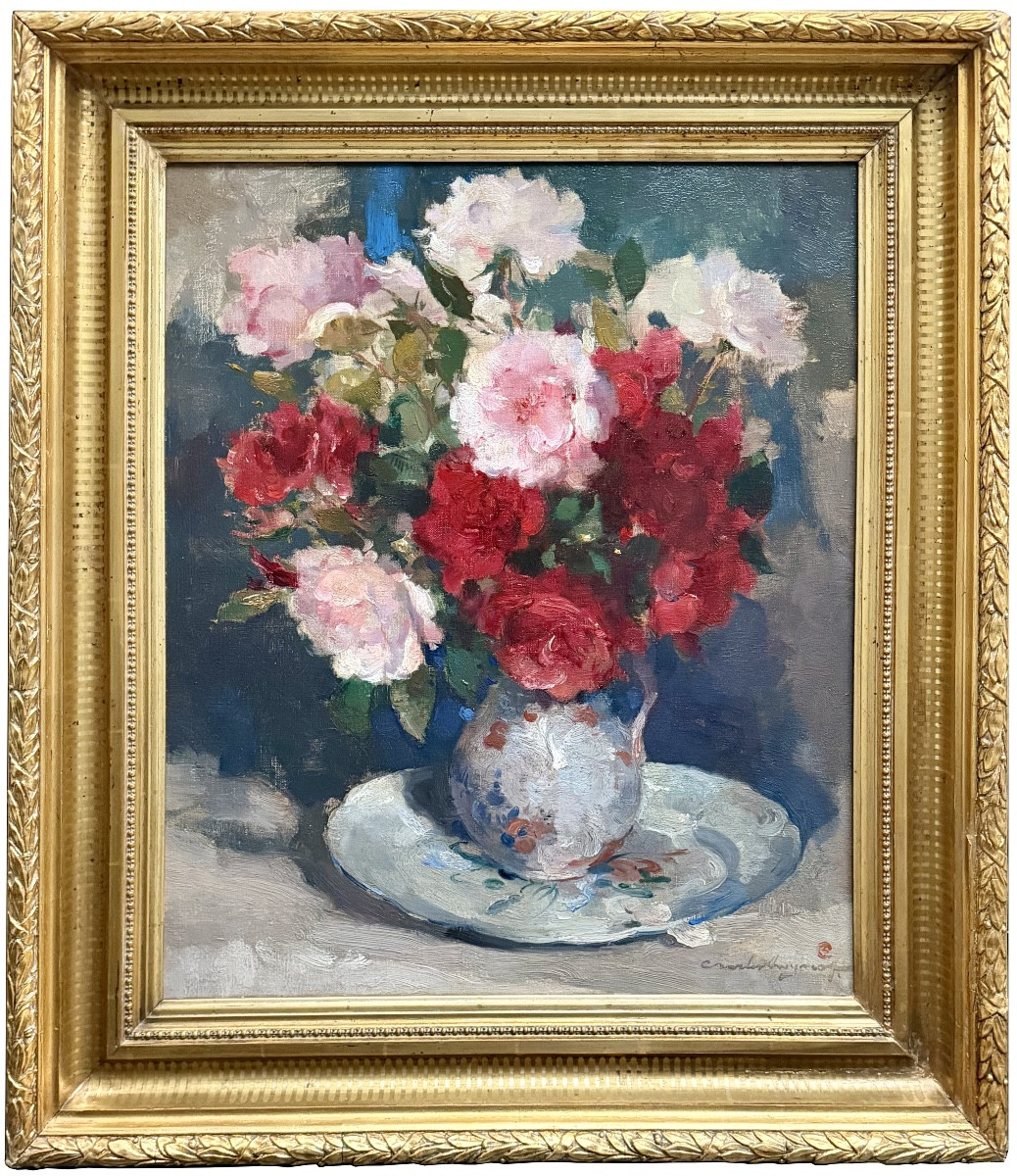 Charles Swyncop ( 1895 – Bruxelles – 1970 ) -  « Roses roses et rouges »