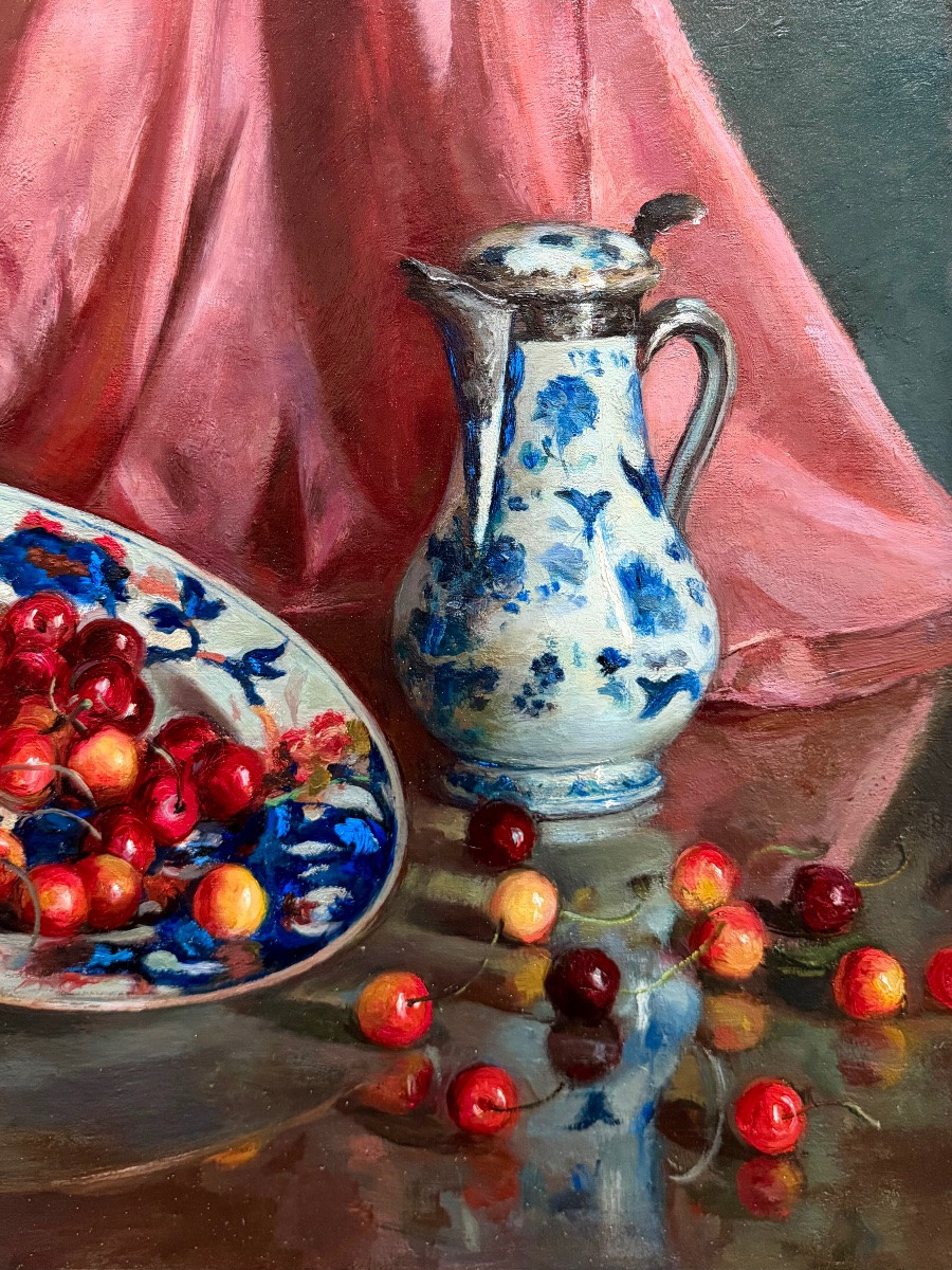 Jan Van Puyenbroeck ( 1887 – 1972 ) -  ' Nature morte aux cerises '-photo-4