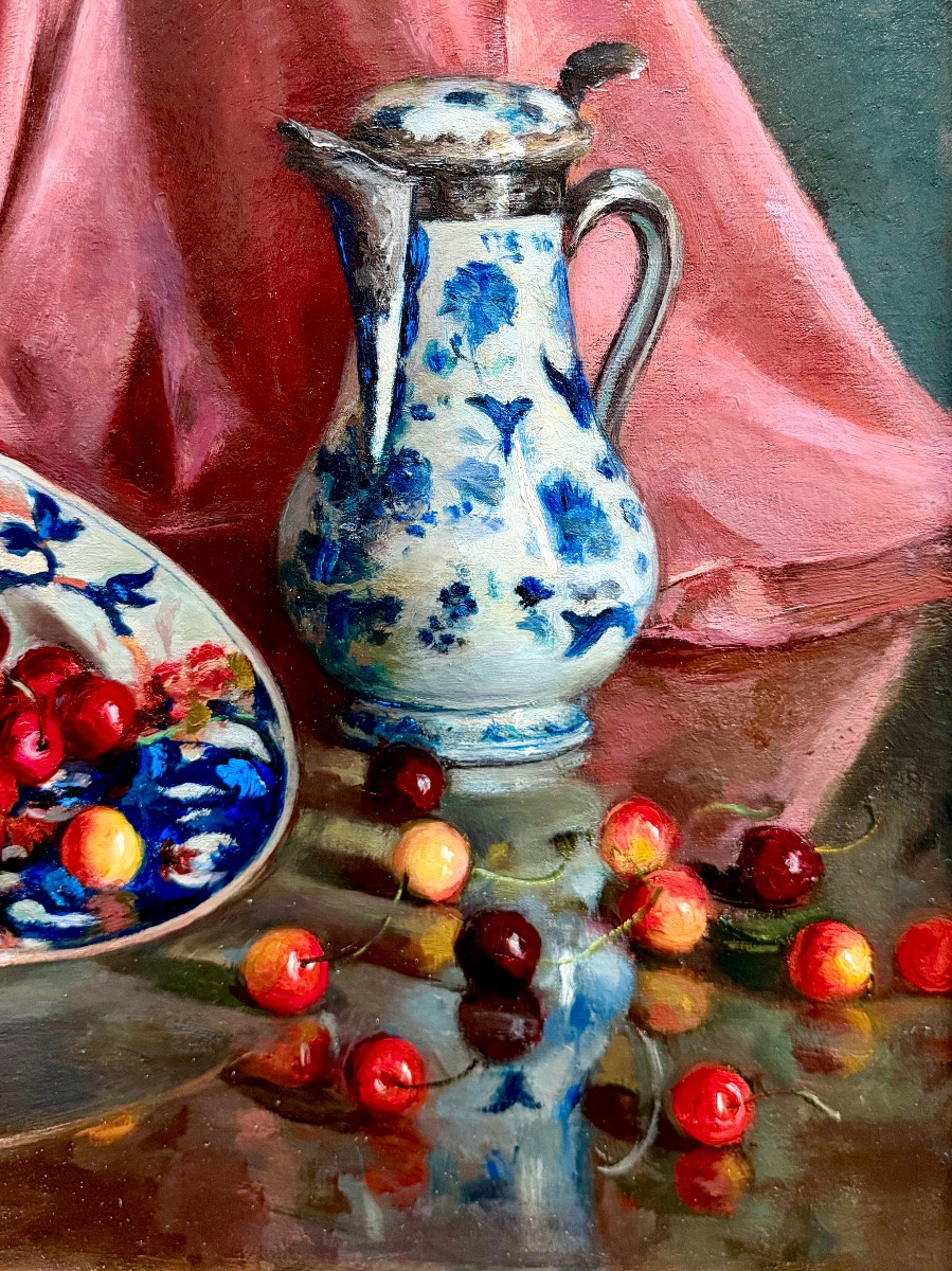 Jan Van Puyenbroeck ( 1887 – 1972 ) -  ' Nature morte aux cerises '-photo-1