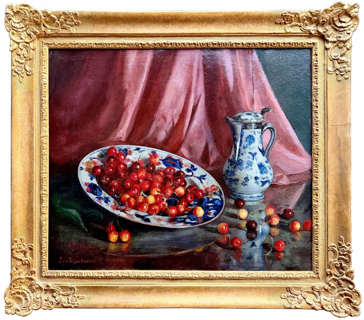 Jan Van Puyenbroeck ( 1887 – 1972 ) -  ' Nature morte aux cerises '