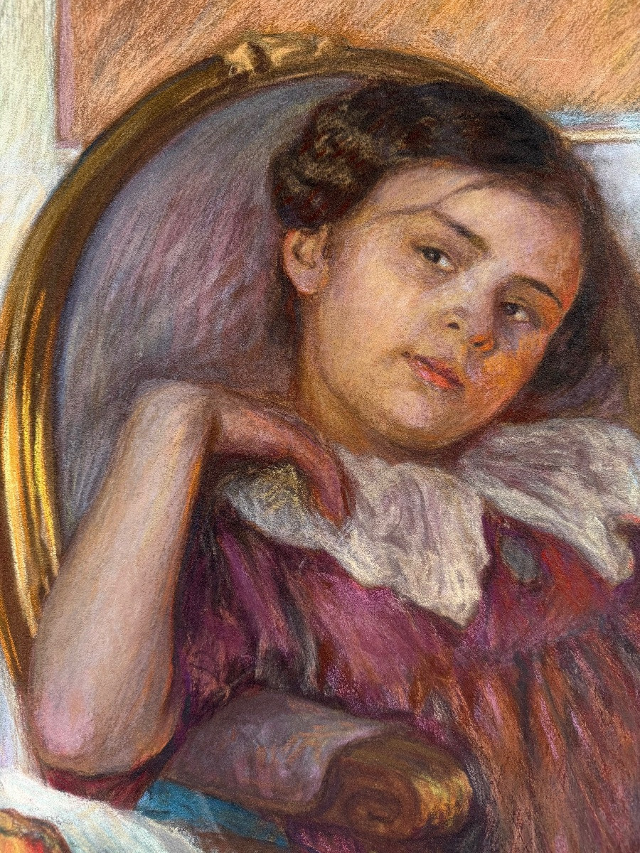 Friedrich Ferdinand (1863 – 1923) - 'girl With Cat By The Fireplace'-photo-1