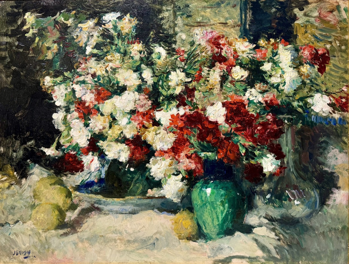 Jean Laudy (1877 – 1956) - ' Anjers dans un vase vert '-photo-2