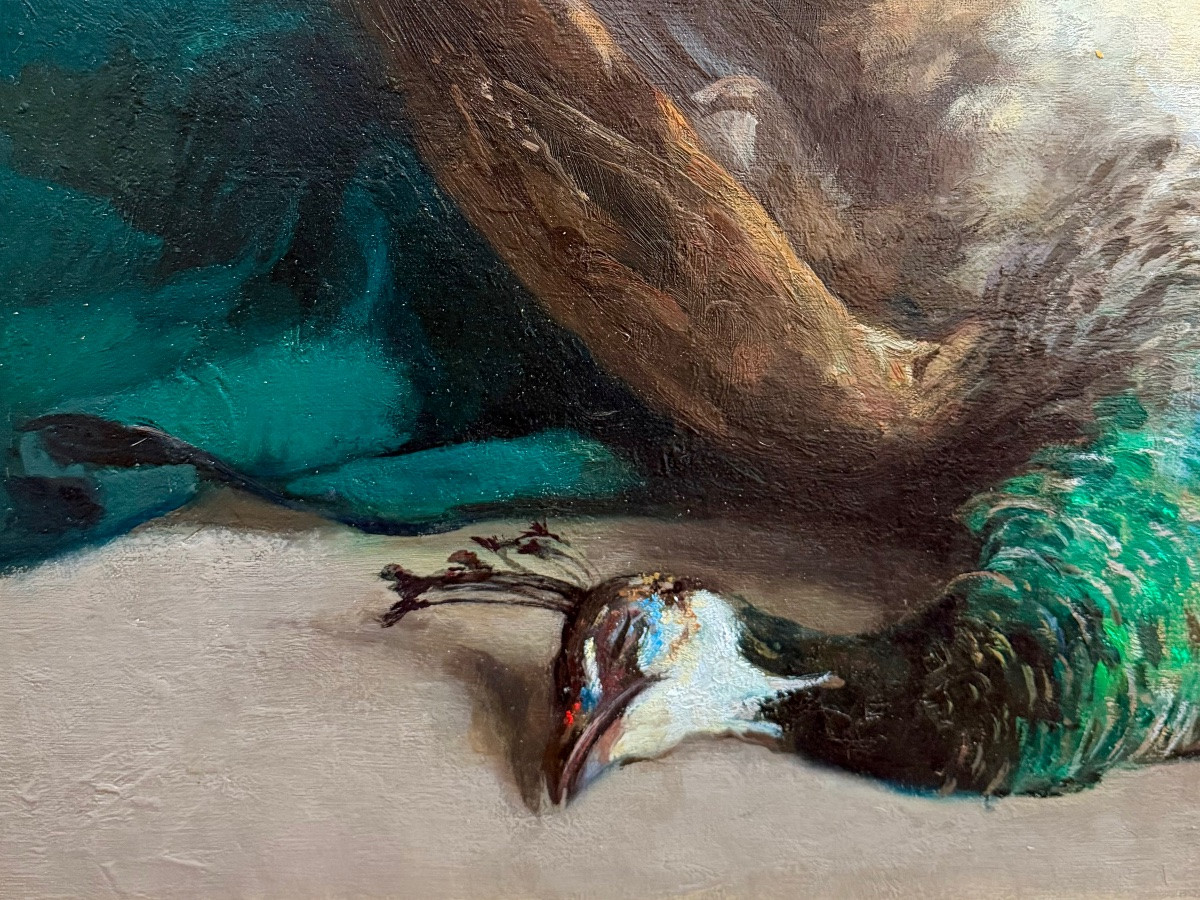 Jan Van Puyenbroeck (  Anvers 1887 – 1972 Schoten  ) - « Nature morte au paon »-photo-2