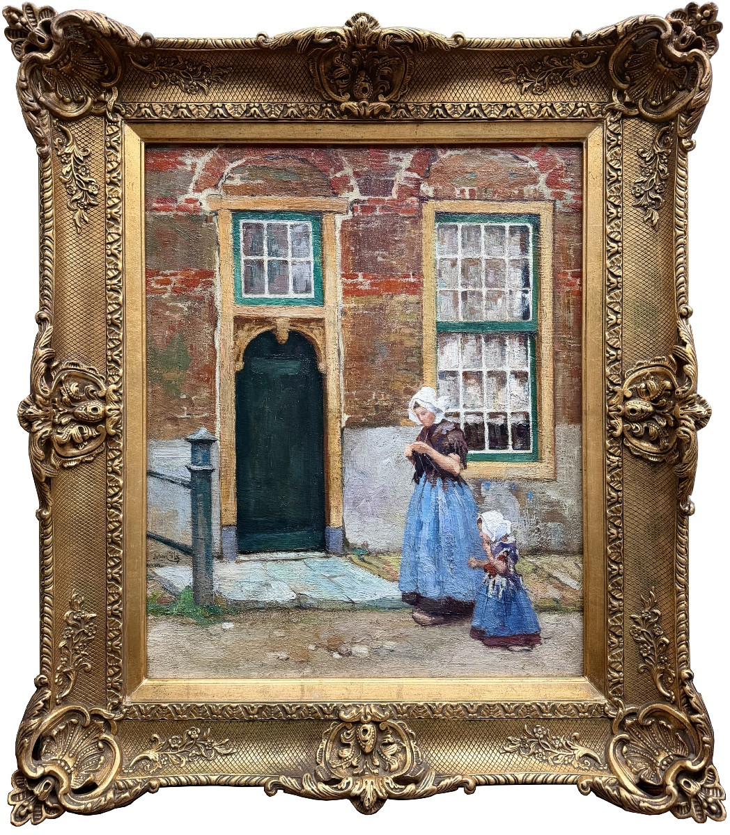 Julien Célos (1884 – Antwerp – 1953) - ' Mother And Child In Zeeland '