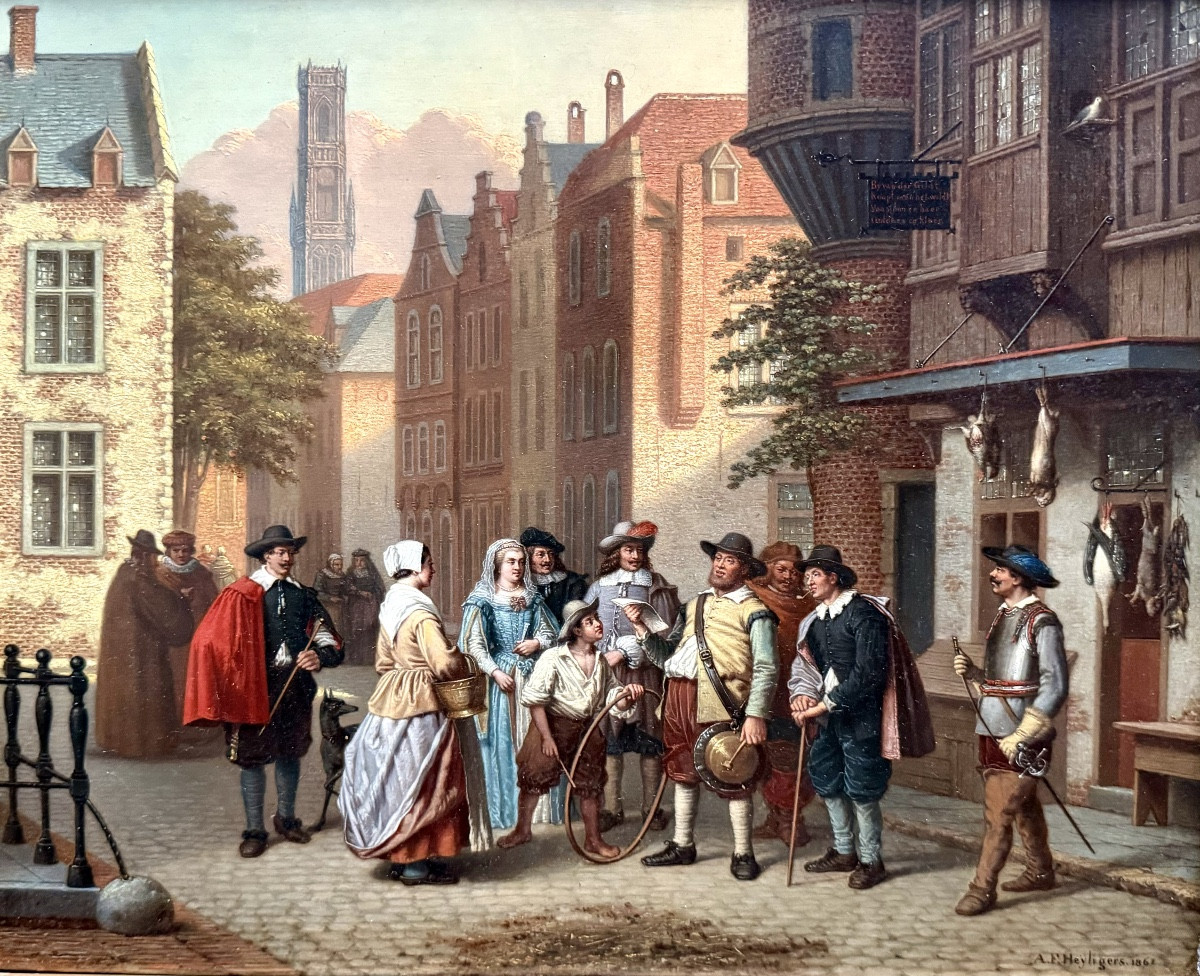 Gustaaf Antoon François Heyligers (1828 – 1897) -  " Vue de Bruges – Le Beffroi "-photo-2