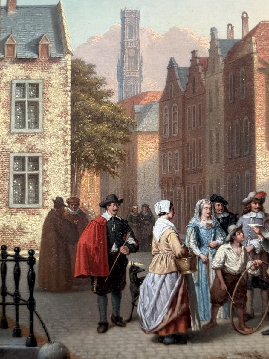 Gustaaf Antoon François Heyligers (1828 – 1897) -  " Vue de Bruges – Le Beffroi "-photo-2