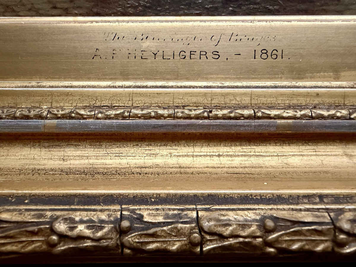 Gustaaf Antoon François Heyligers (1828 – 1897) -  " Vue de Bruges – Le Beffroi "-photo-7