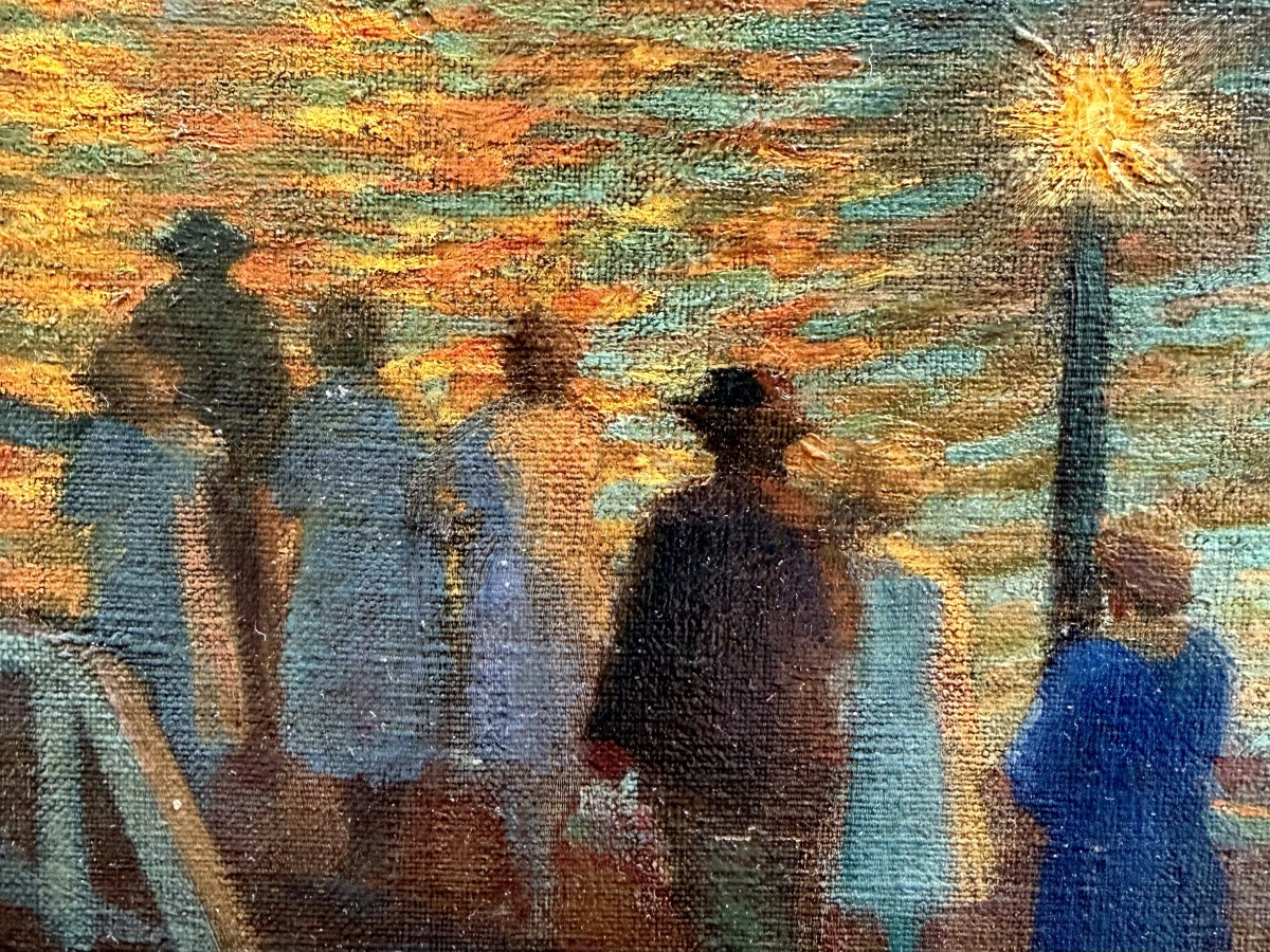 Ernst Max Pietschmann (1865 – Dresde – 1952) - Reflets au clair de lune sur l’Elbe à Pillnitz-photo-7