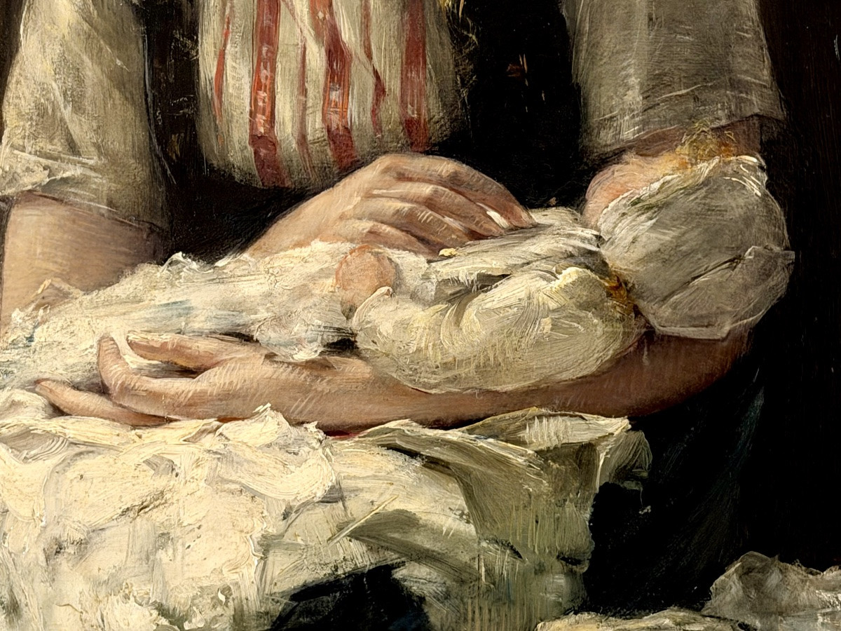 Edward Portielje ( 1861 – Anvers – 1949 ) Peintre belgo-néerlandais  - ' Mère et enfant '-photo-4