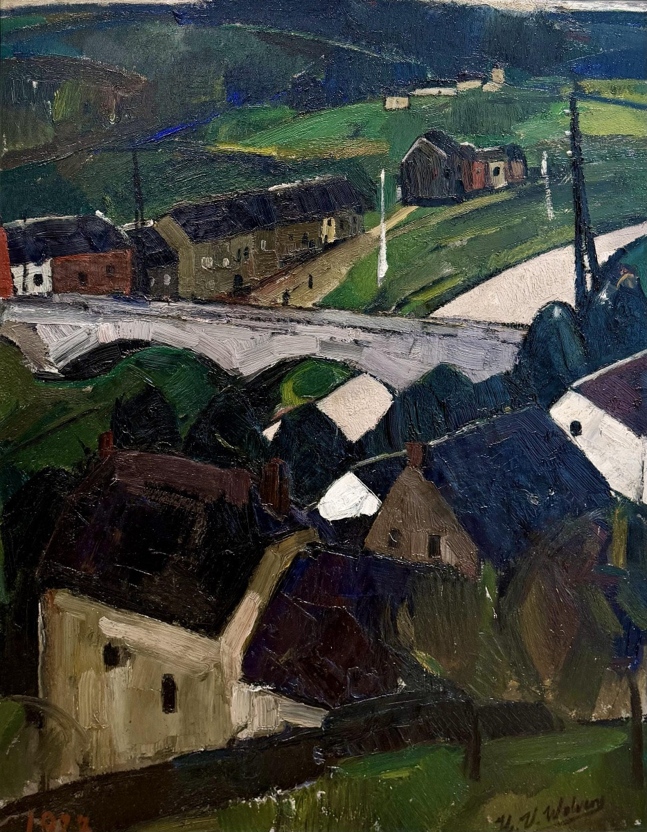 Henri Victor Wolvens ( Bruxelles 1896 - 1977 Bruges ) - View Of A Village In The Ardennes, 1927-photo-2