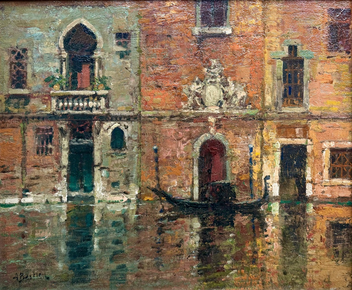 Alfred Bastien ( Ixelles 1873 - 1955 Uccle ) - ' Venice - View On The Canal '-photo-2