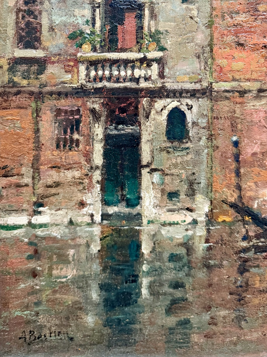 Alfred Bastien ( Ixelles 1873 - 1955 Uccle ) - ' Venice - View On The Canal '-photo-4