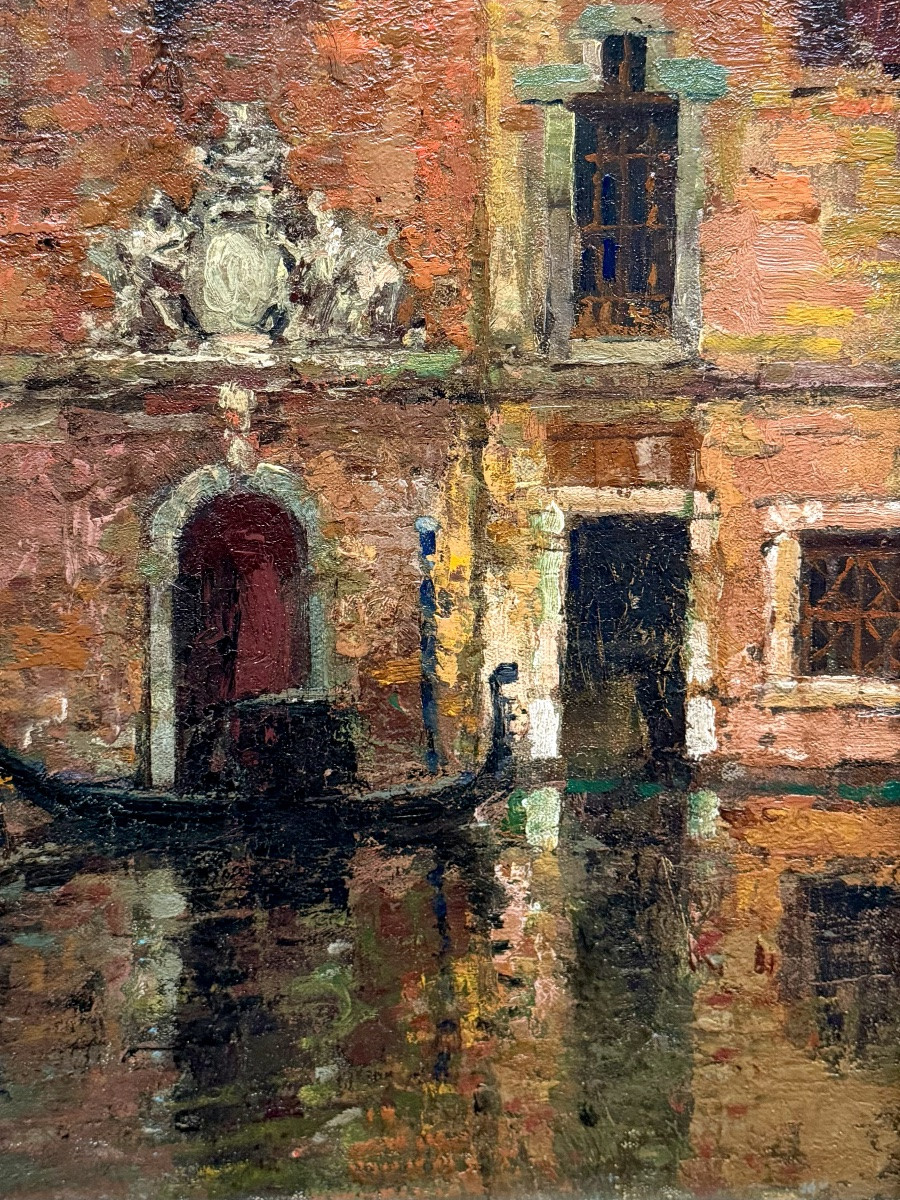 Alfred Bastien ( Ixelles 1873 - 1955 Uccle ) - ' Venice - View On The Canal '-photo-6