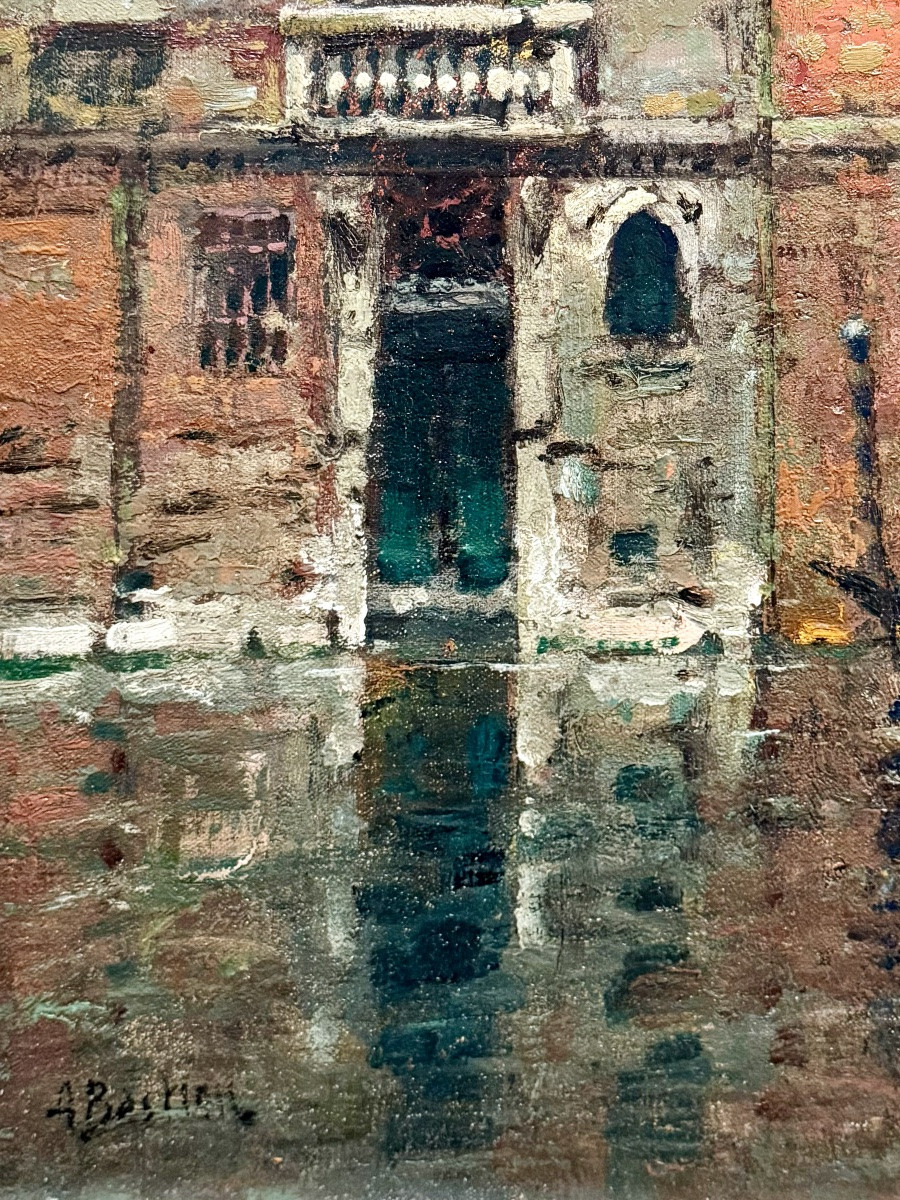 Alfred Bastien ( Ixelles 1873 - 1955 Uccle ) - ' Venice - View On The Canal '-photo-7