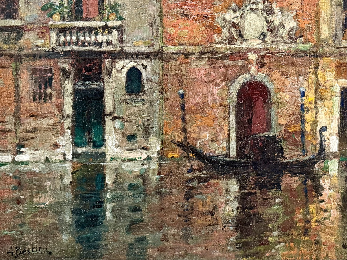 Alfred Bastien ( Ixelles 1873 - 1955 Uccle ) - ' Venice - View On The Canal '-photo-8