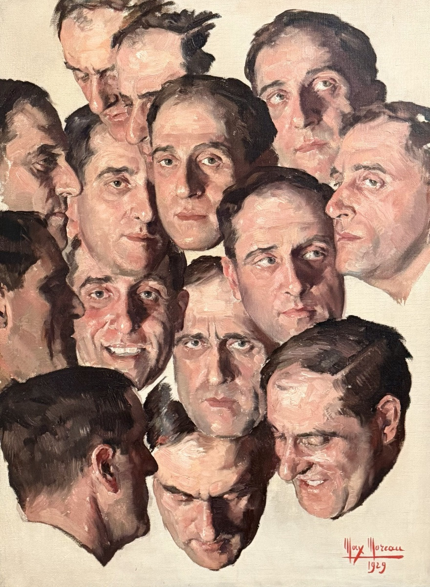 Max Moreau (1902 – 1992) - 'Portrait de quatorze émotions'-photo-2