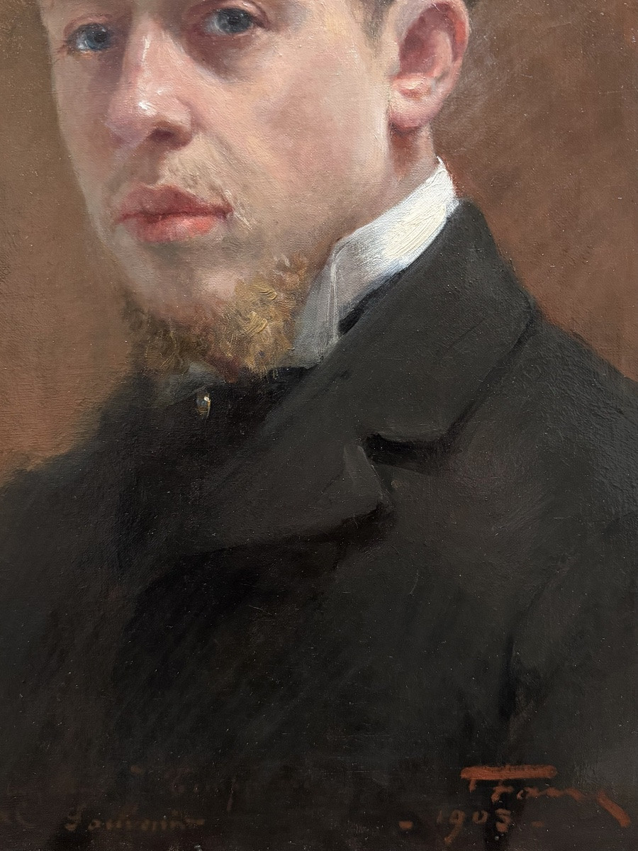 Artist 19th - 20th Century, Signed And Dated 1903 - 'portrait Of A Man In A Black Coat'-photo-5