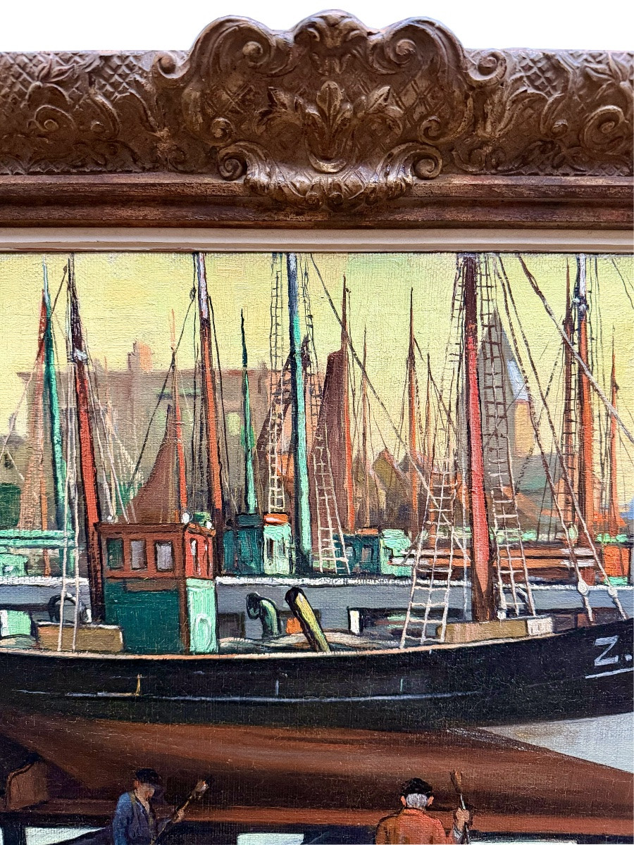 Achille Van Sassenbrouck ( Bruges 1886 - 1979 Ghent ) - Harbour Hands In Ostend-photo-4